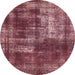 Round Abstract Pink Coral Pink Modern Rug, abs846