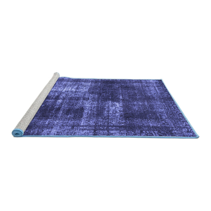 Sideview of Machine Washable Abstract Blue Modern Rug, wshabs846blu
