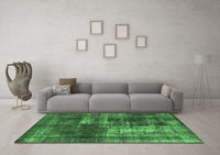 Machine Washable Abstract Emerald Green Modern Rug, wshabs846emgrn