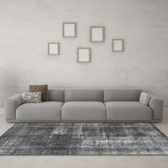 Machine Washable Abstract Gray Modern Rug in a Living Room,, wshabs846gry