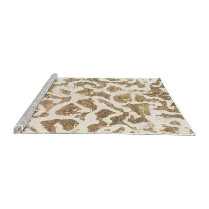 Sideview of Machine Washable Abstract Gold Rug, wshabs847