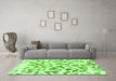 Machine Washable Abstract Green Modern Area Rugs in a Living Room,, wshabs847grn