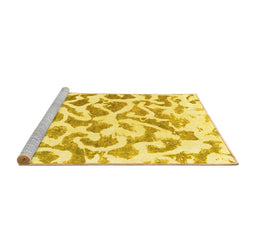 Sideview of Machine Washable Abstract Yellow Modern Rug, wshabs847yw