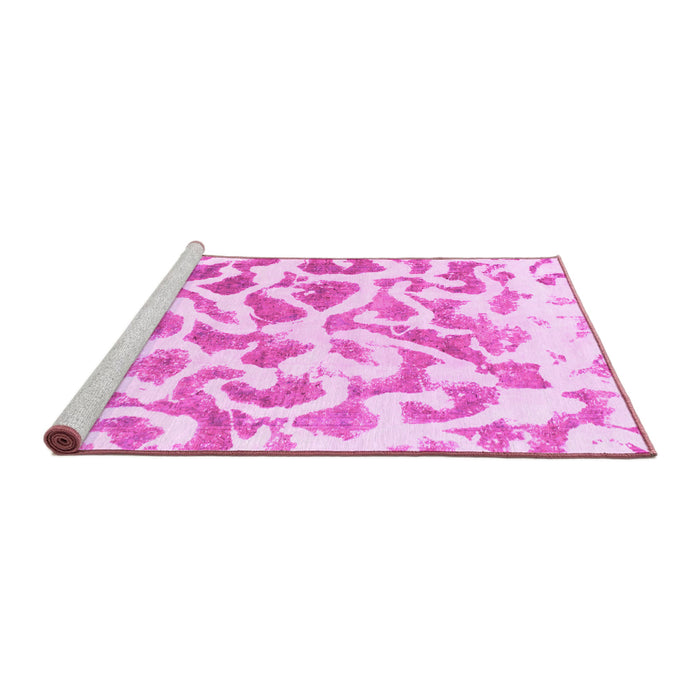 Sideview of Machine Washable Abstract Pink Modern Rug, wshabs847pnk