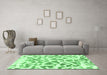 Machine Washable Abstract Emerald Green Modern Area Rugs in a Living Room,, wshabs847emgrn