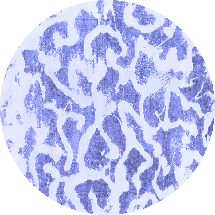 Round Machine Washable Abstract Blue Modern Rug, wshabs847blu