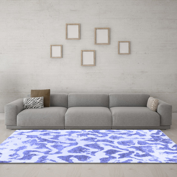 Machine Washable Abstract Blue Modern Rug in a Living Room, wshabs847blu