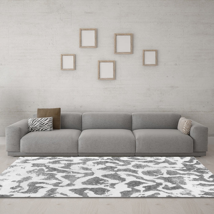 Machine Washable Abstract Gray Modern Rug in a Living Room,, wshabs847gry