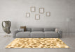 Machine Washable Abstract Brown Modern Rug in a Living Room,, wshabs847brn