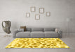 Machine Washable Abstract Yellow Modern Rug in a Living Room, wshabs847yw