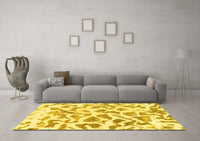 Machine Washable Abstract Yellow Modern Rug, wshabs847yw