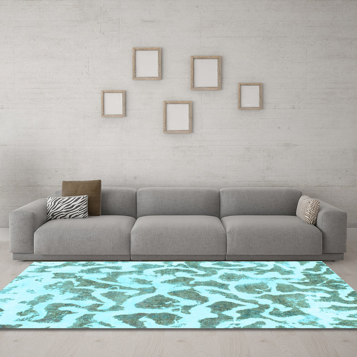 Machine Washable Abstract Light Blue Modern Rug in a Living Room, wshabs847lblu