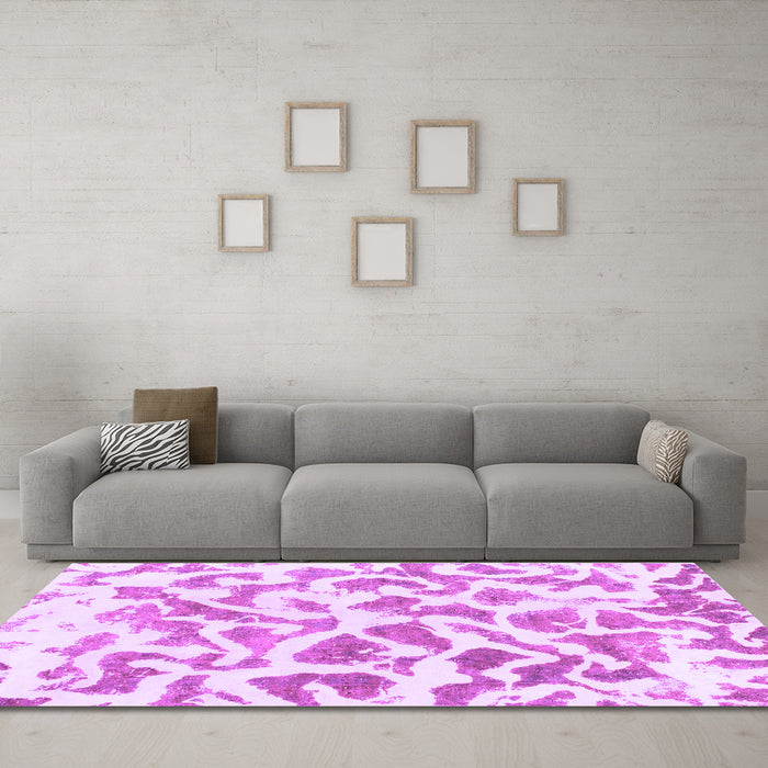 Machine Washable Abstract Purple Modern Area Rugs in a Living Room, wshabs847pur
