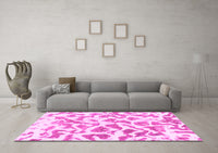 Machine Washable Abstract Pink Modern Rug, wshabs847pnk