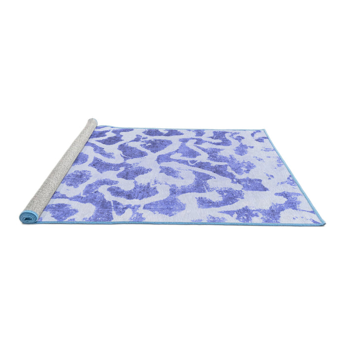 Sideview of Machine Washable Abstract Blue Modern Rug, wshabs847blu
