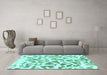 Machine Washable Abstract Turquoise Modern Area Rugs in a Living Room,, wshabs847turq