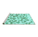 Sideview of Machine Washable Abstract Turquoise Modern Area Rugs, wshabs847turq