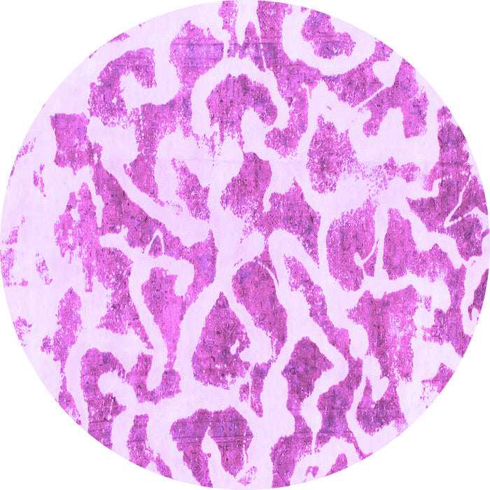 Round Machine Washable Abstract Purple Modern Area Rugs, wshabs847pur