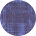 Round Machine Washable Abstract Blue Modern Rug, wshabs848blu