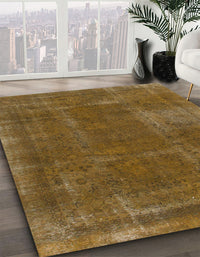 Abstract Dark Bisque Brown Modern Rug, abs848