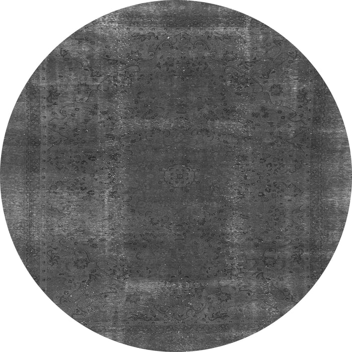 Round Machine Washable Abstract Gray Modern Rug, wshabs848gry