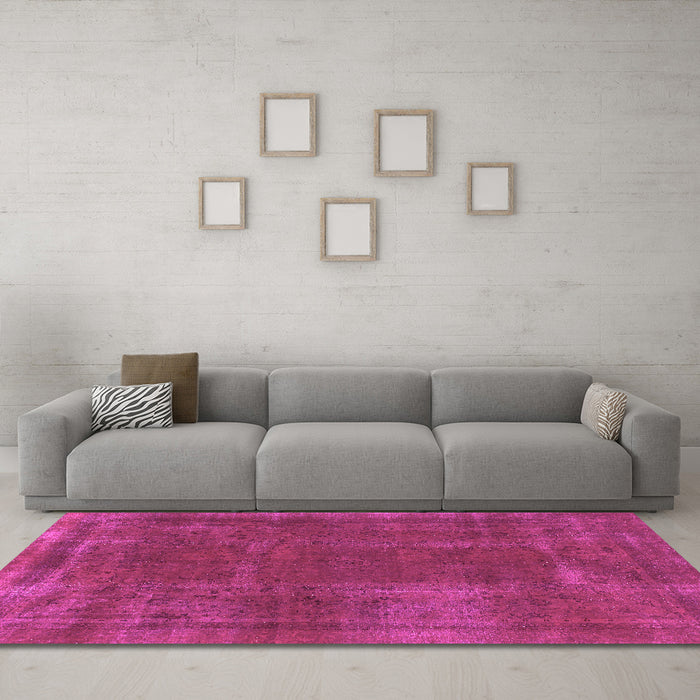 Machine Washable Abstract Pink Modern Rug in a Living Room, wshabs848pnk