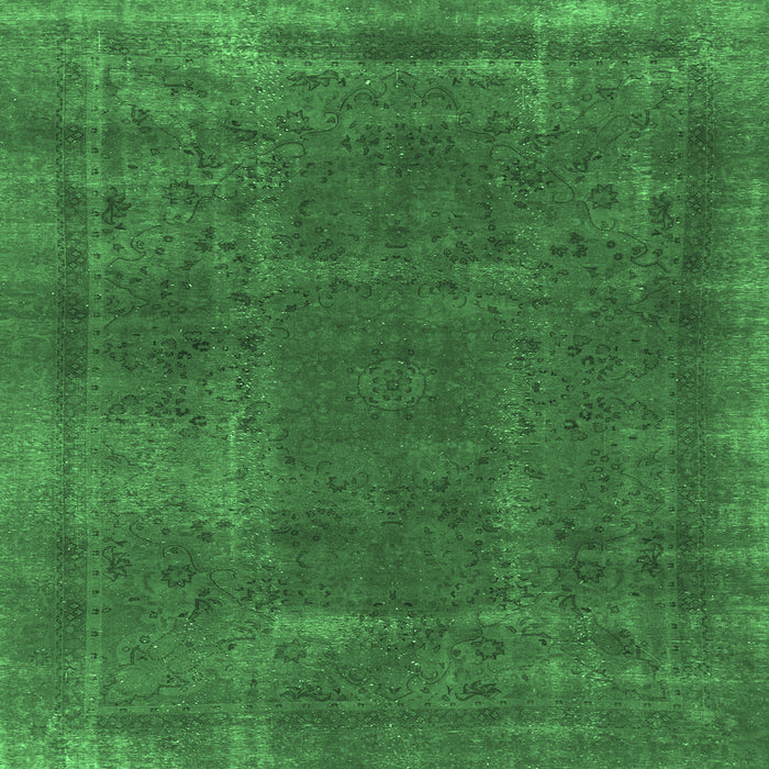 Square Machine Washable Abstract Emerald Green Modern Area Rugs, wshabs848emgrn