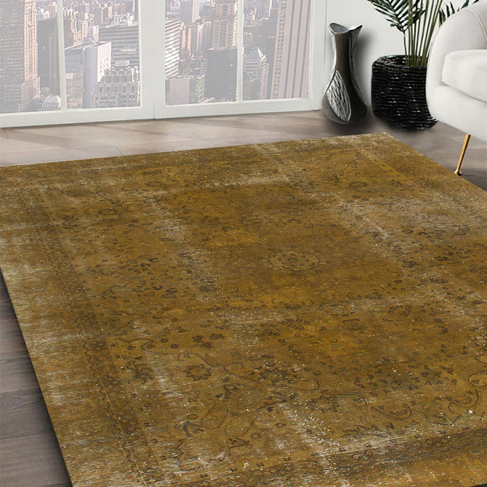 Abstract Dark Bisque Brown Modern Rug in Family Room, abs848