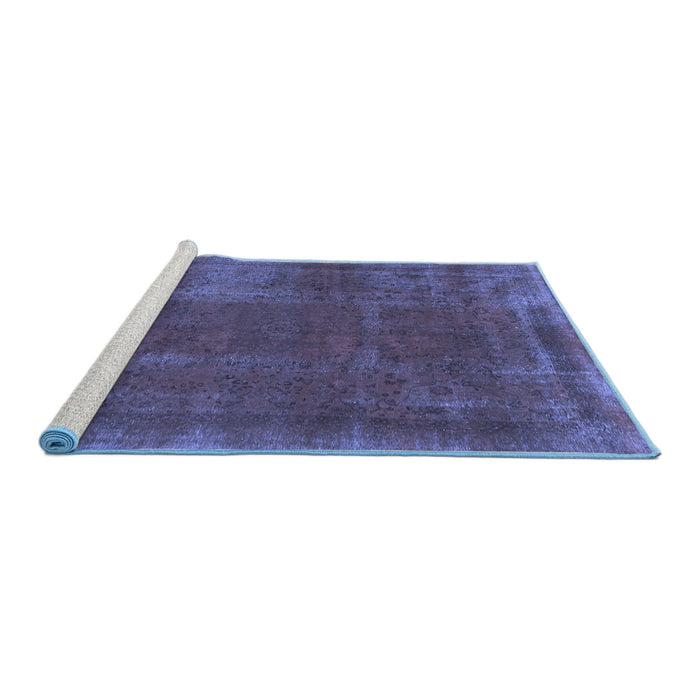Sideview of Machine Washable Abstract Blue Modern Rug, wshabs848blu