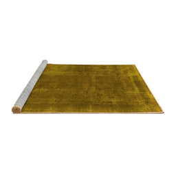 Sideview of Machine Washable Abstract Yellow Modern Rug, wshabs848yw