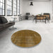 Round Machine Washable Abstract Dark Bisque Brown Rug in a Office, wshabs848