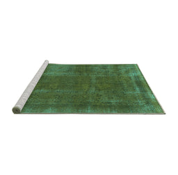 Sideview of Machine Washable Abstract Turquoise Modern Area Rugs, wshabs848turq
