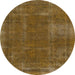 Round Abstract Dark Bisque Brown Modern Rug, abs848