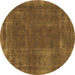 Round Abstract Brown Modern Rug, abs848brn