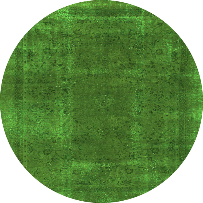 Round Abstract Green Modern Rug, abs848grn