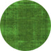 Round Abstract Green Modern Rug, abs848grn