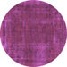 Round Machine Washable Abstract Purple Modern Area Rugs, wshabs848pur