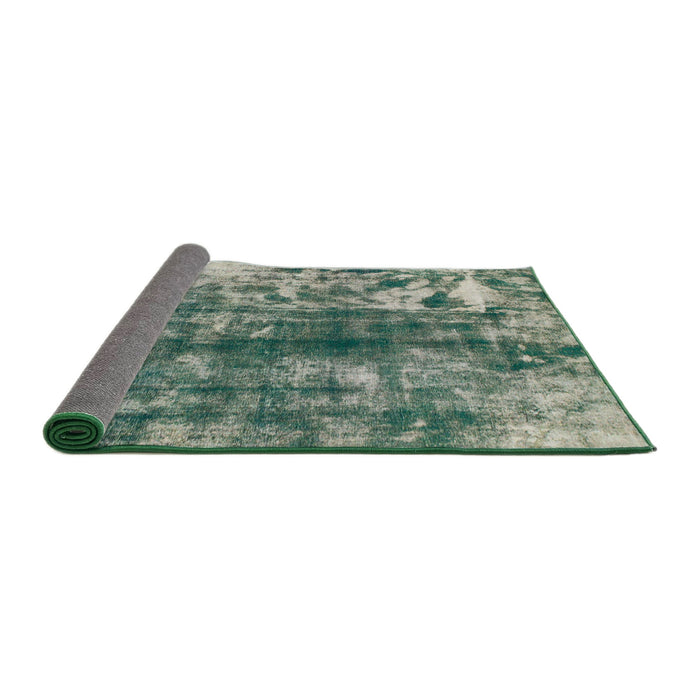 Sideview of Abstract Dark Sea Green Modern Rug, abs849
