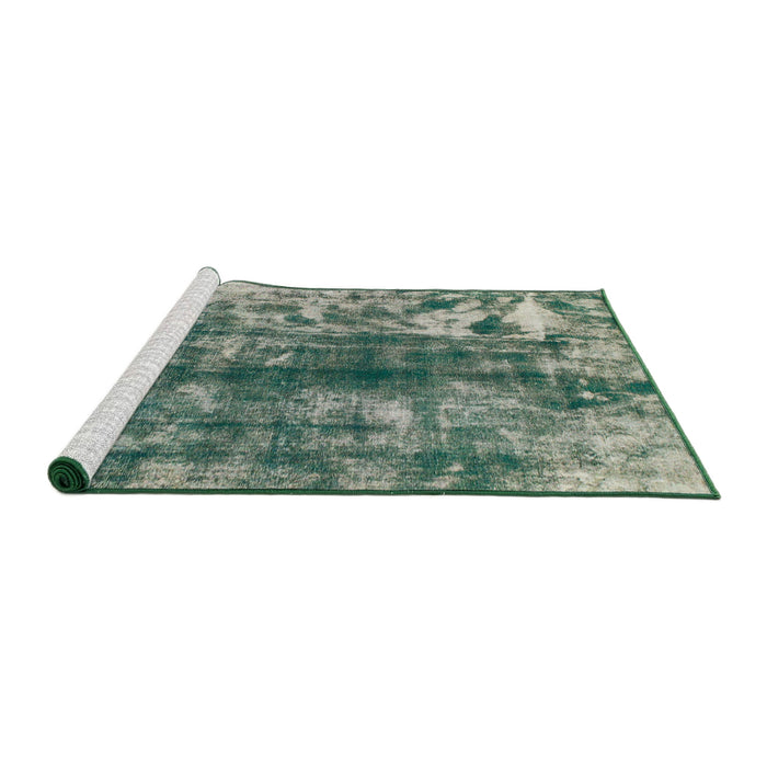 Sideview of Machine Washable Abstract Dark Sea Green Rug, wshabs849