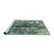 Sideview of Machine Washable Abstract Dark Sea Green Rug, wshabs849