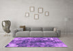 Machine Washable Abstract Purple Modern Area Rugs in a Living Room, wshabs849pur