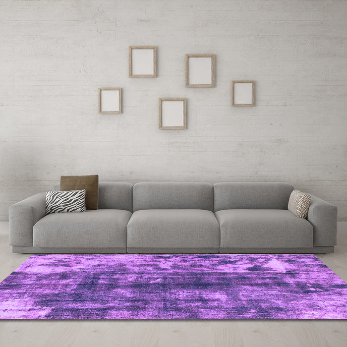 Machine Washable Abstract Purple Modern Area Rugs in a Living Room, wshabs849pur