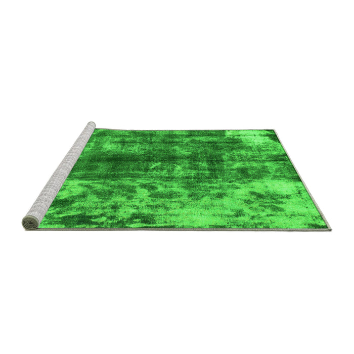 Sideview of Machine Washable Abstract Green Modern Area Rugs, wshabs849grn
