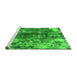 Sideview of Machine Washable Abstract Green Modern Area Rugs, wshabs849grn