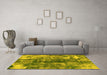 Machine Washable Abstract Yellow Modern Rug in a Living Room, wshabs849yw