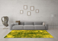 Machine Washable Abstract Yellow Modern Rug, wshabs849yw