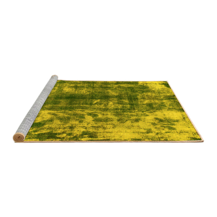 Sideview of Machine Washable Abstract Yellow Modern Rug, wshabs849yw