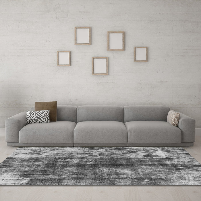 Machine Washable Abstract Gray Modern Rug in a Living Room,, wshabs849gry