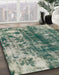 Abstract Dark Sea Green Modern Rug in Family Room, abs849