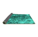 Sideview of Abstract Turquoise Modern Rug, abs849turq